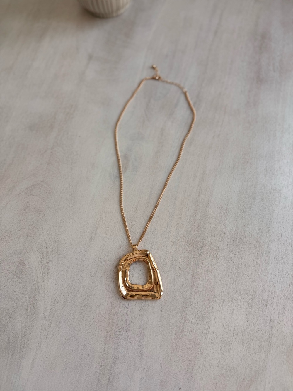 Gold Sculpted Pendant Necklace - Women Jewelry